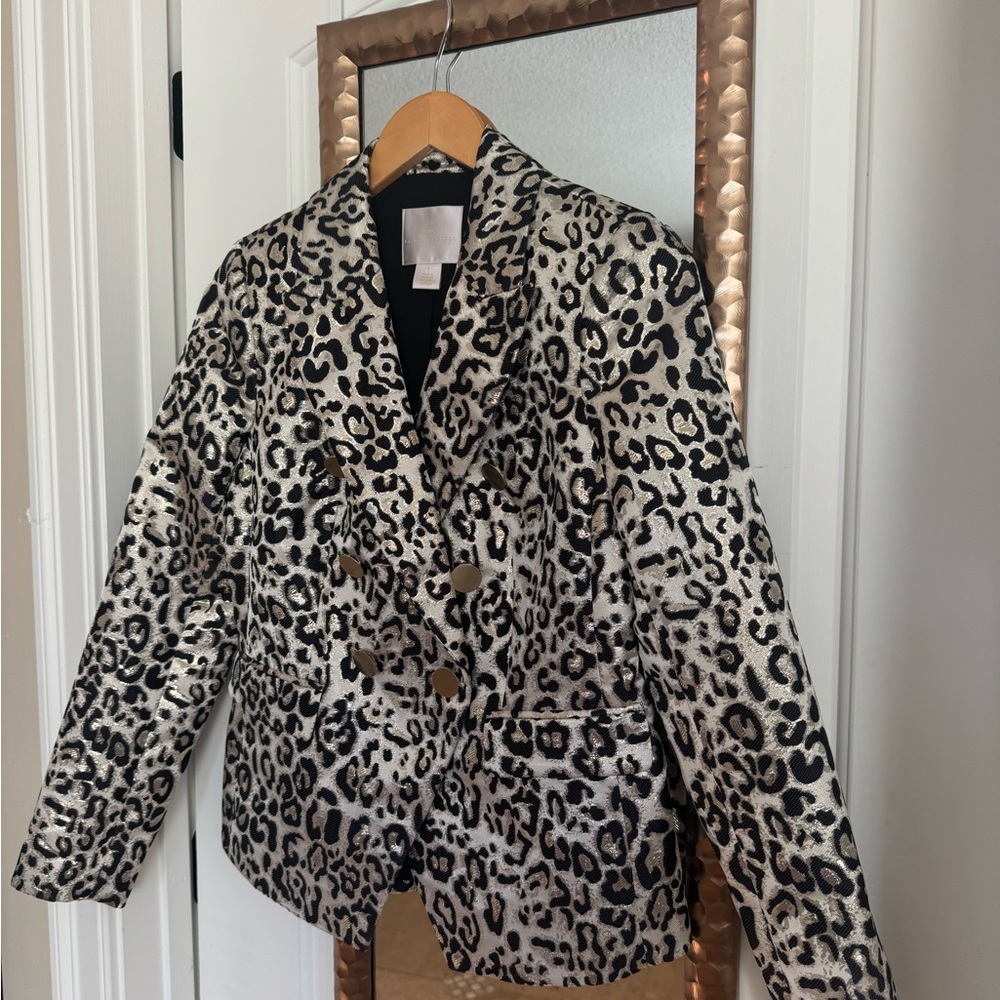 Rachel Parcell Animal Print Double-Breasted Blazer